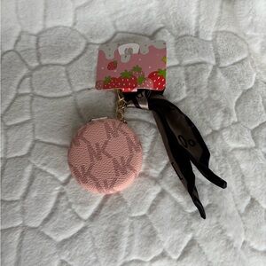 Pink Round double sided mirror with Black Ribbon